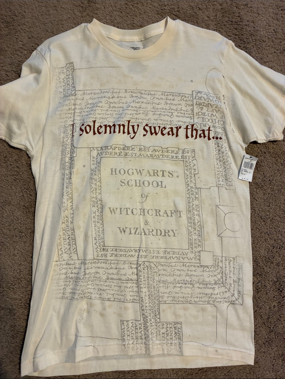Warner Bros. Hogwarts School of Witchcraft & Wizardry Cream Graphic Tee